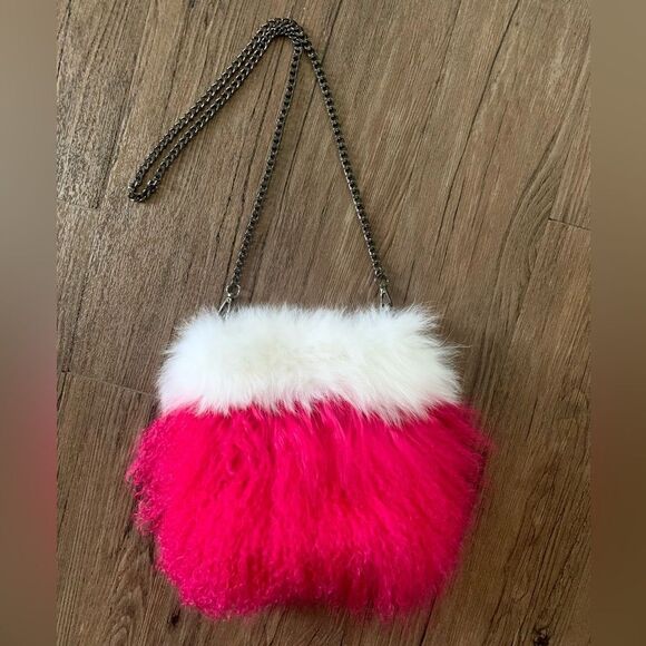 Handmade Genuine Mongolian Lamb Fur Shoulder Bag/Crossbody - Picture 1 of 14